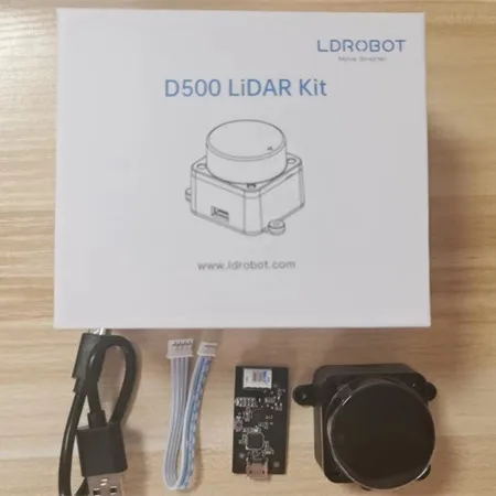 Kit Lidar LDROBOT D500, Escáner Lidar de Radar Láser TOF de 360° °   60000Lux compatible con ROS1 y ROS2 para interiores y exteriores (C1)