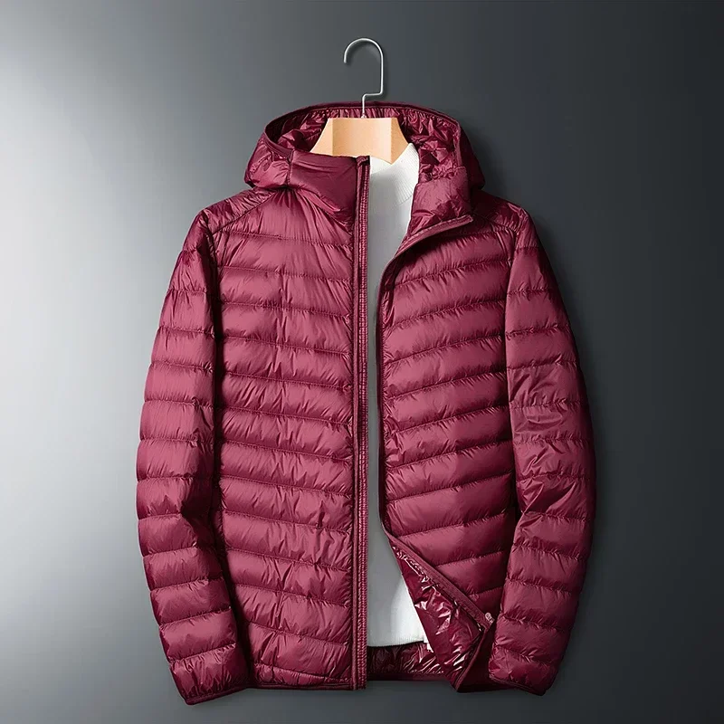 UETEEY 2024 Otoño Invierno chaqueta de plumón de pato blanco para hombre peso ligero cálido impermeable Casual al aire libre portátil abrigos acolchados para hombre
