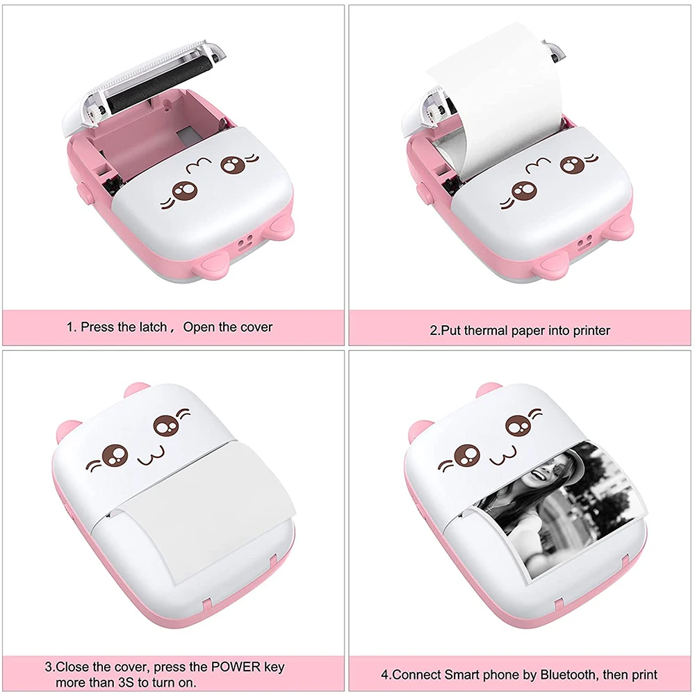 Impresora térmica portátil MINI inalámbrica BT 203dpi etiqueta fotográfica Memo impresión de preguntas incorrectas con Cable USB Imprimante portátil
