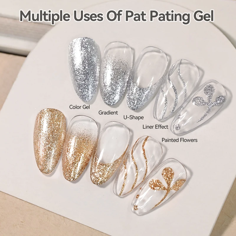 UR SUGAR Glimmer Pat Painting Gel Esmalte de Uñas Dorado Plateado para Uñas Francesas DIY Líneas Flores Pintadas Estampado Manicura Estampado de Uñas