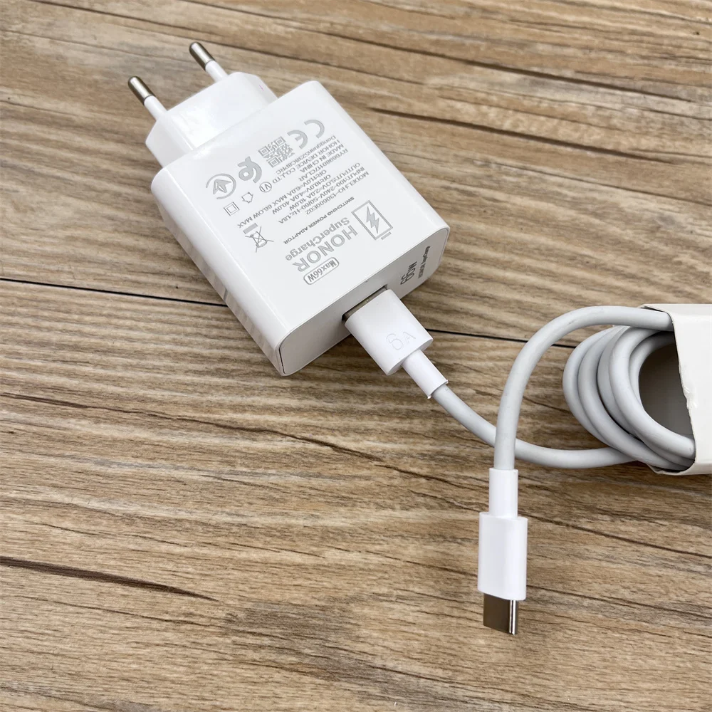 Cargador rápido Original Honor de 66W, adaptador de corriente de supercarga UE, Cable Usb tipo C 6A para Honor 400 300 Pro X60 Magic 8 7 6 5 4 Lite