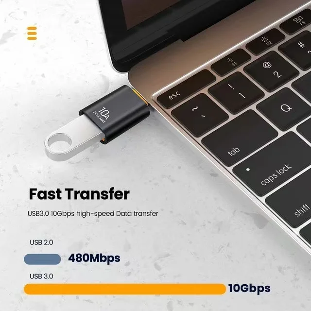 Adaptador OTG 10A /6AUSB A a USB C, convertidor tipo C a USB, adaptador USB 3,0 para Xiaomi 14 MacBook, conector OTG USB a tipo C