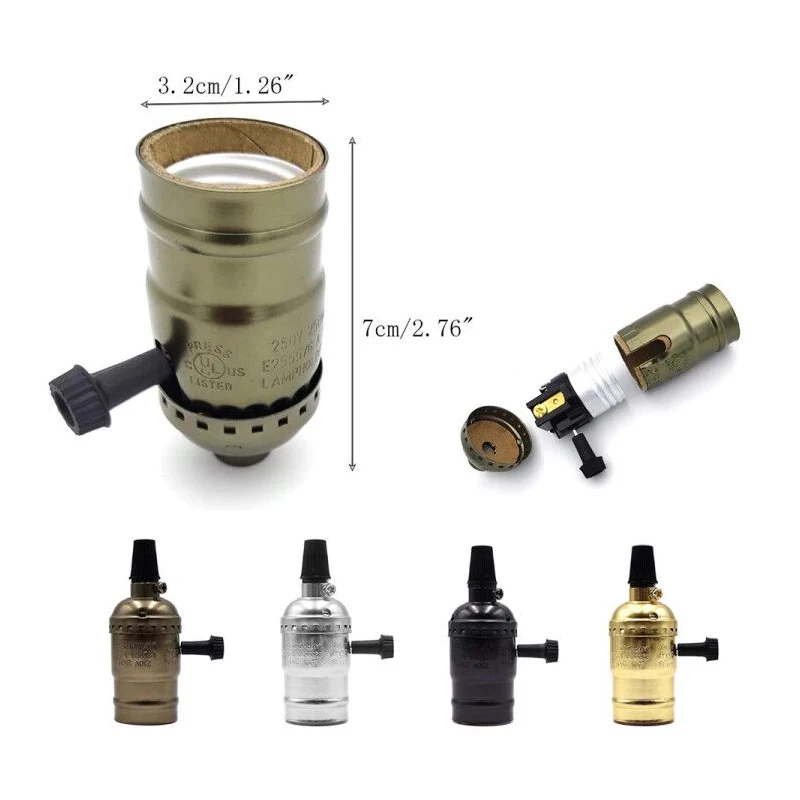 Portalámparas Vintage Edison E26 E27, Base de bombilla de tornillo, luz de aluminio 110V 220V, enchufe Industrial Retro, portalámparas colgante
