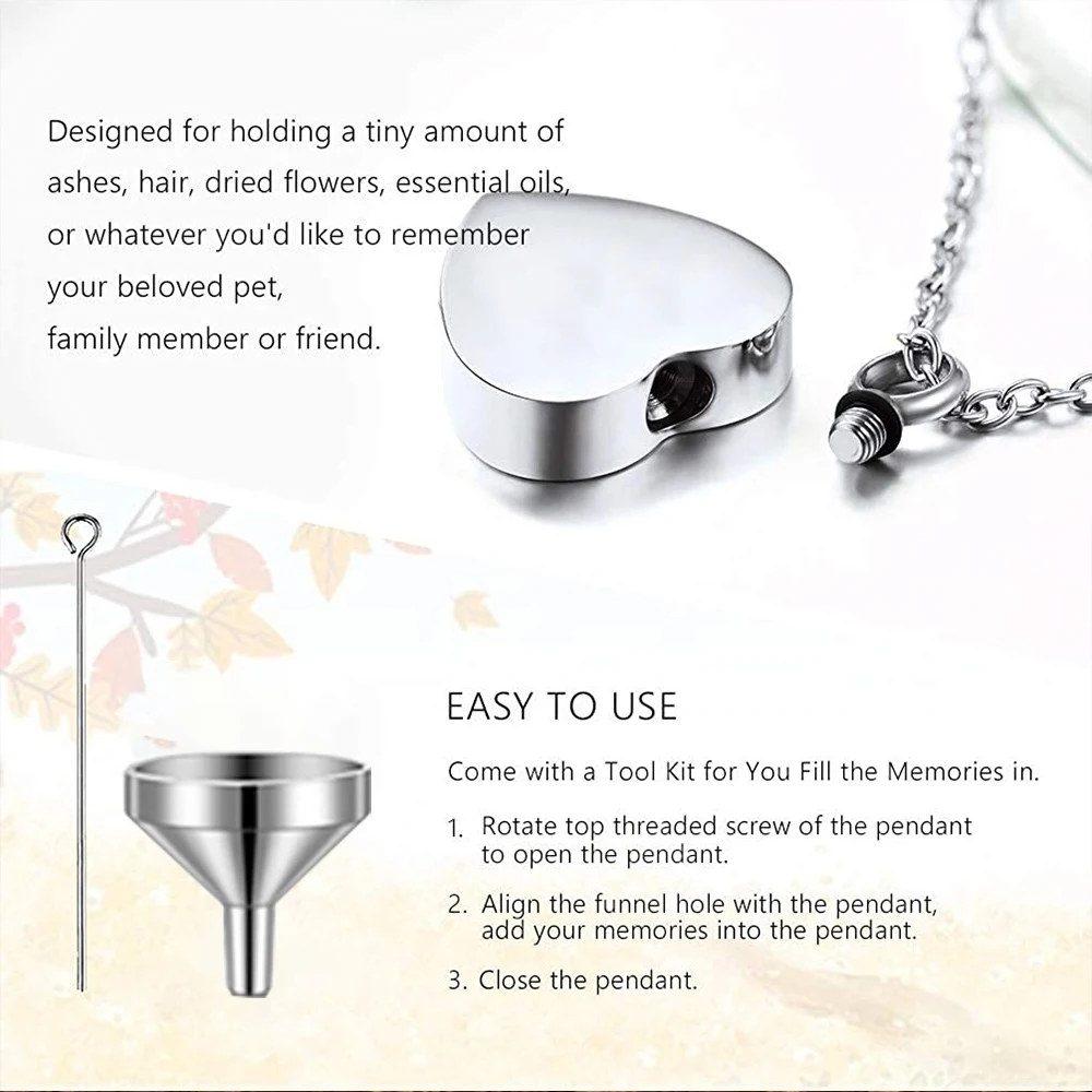 Joyería de Cremación para Cenizas, Siempre en Mi Corazón, Colgante de Acero Inoxidable con Forma de Corazón y Huella de Mascota, Collar Urna Conmemorativa