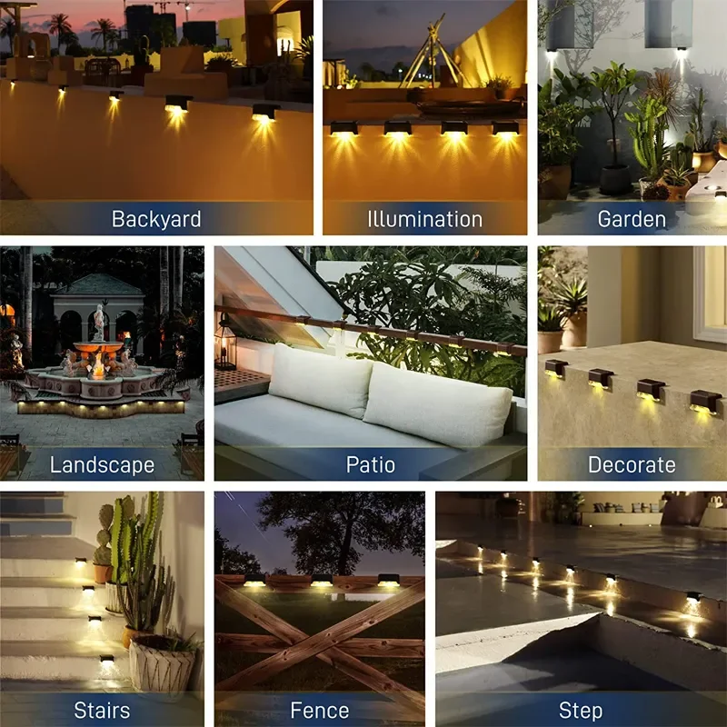 Lámpara de paso Solar LED blanca cálida, luces de jardín para exteriores, decoración de luz impermeable para balcón, Patio, escalera, valla