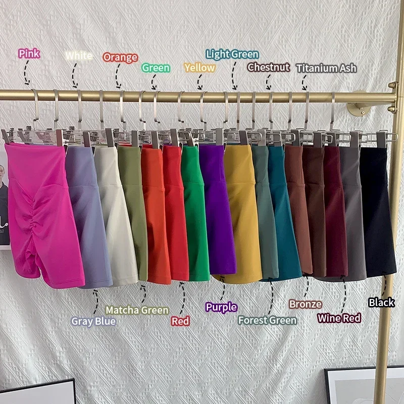 Pantalones cortos de Yoga sin costuras de cintura alta de Color sólido, mallas deportivas transpirables de secado rápido para ciclismo, pantalones cortos deportivos para correr