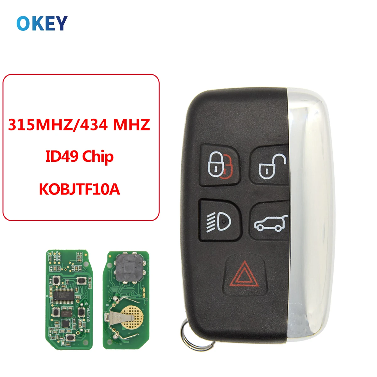 Llave de coche remota Okey para Land Rover Discovery 4 Freelander Range Sport Evoque Smart Fob 2012-2017 ID49 Chip FCCID:KOBJTF10A