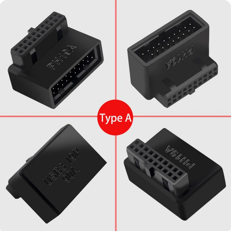 Conector adaptador de cabezal de placa base de ordenador USB 3,0 19 pines/20 pines convertidor de escritorio de 90 grados accesorios de computadora de escritorio