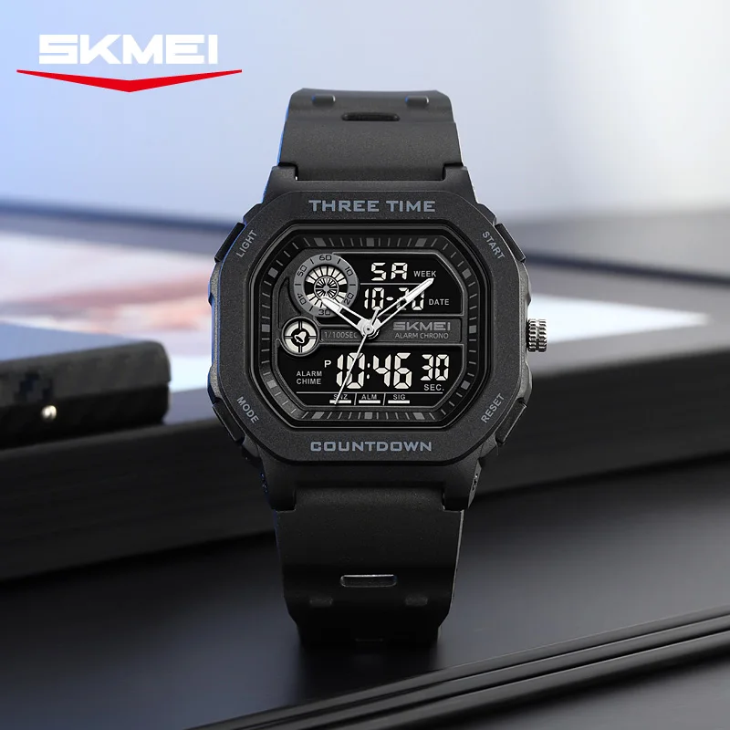 SKMEI 2641 Nuevo Reloj Digital Deportivo de Doble Pantalla para Hombre, Reloj Militar Electrónico Multifuncional a Prueba de Agua, Reloj Hombre