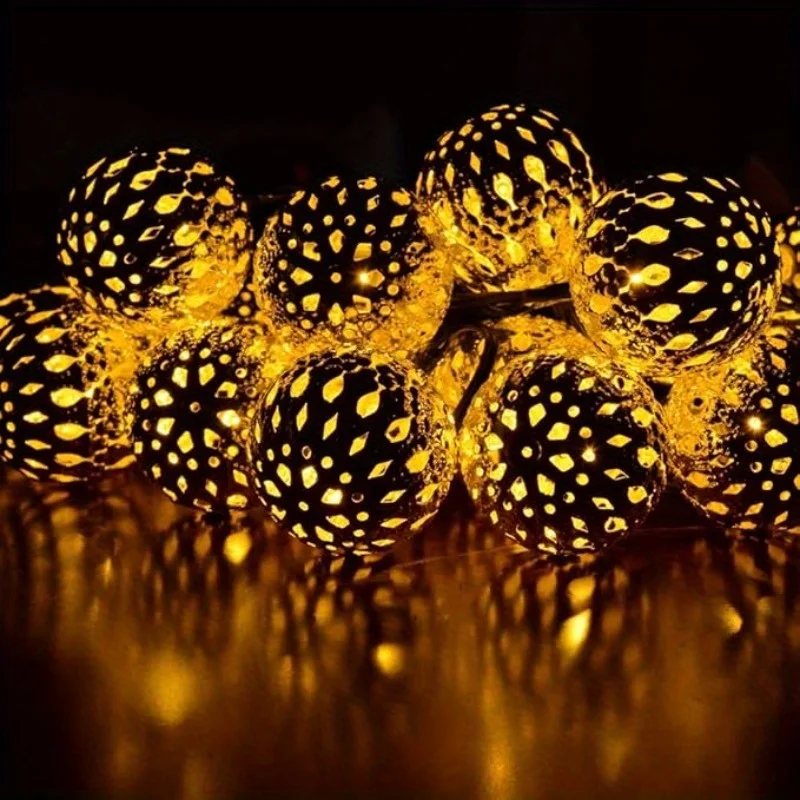50/ 30/ 20 LED bola marroquí luces de cadena alimentadas por energía Solar impermeables 8 modos para jardín al aire libre boda fiesta Navidad decoración de Halloween