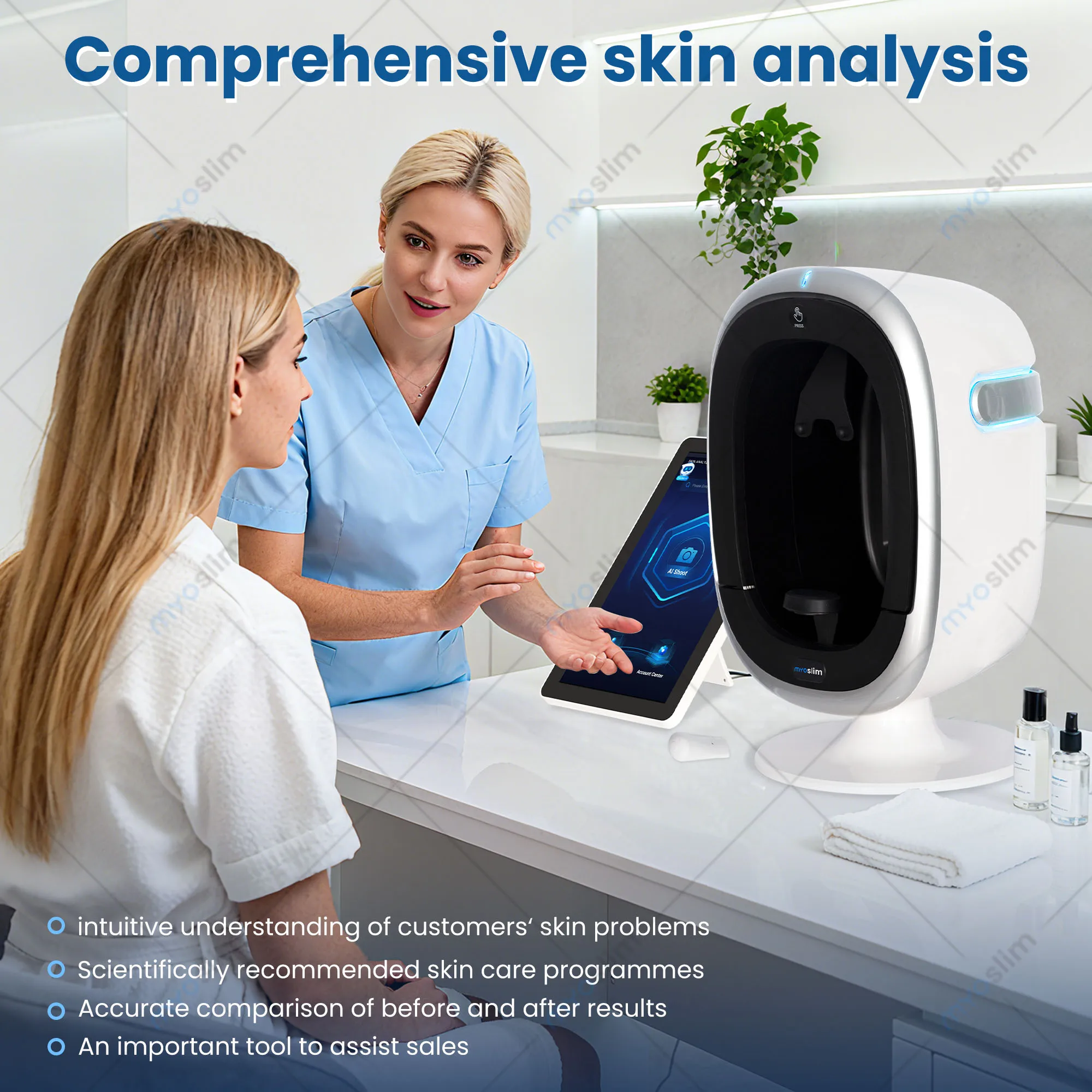 AISIA O1 Analizador Facial 3D con IA, Diagnóstico de Problemas de la Piel, Análisis Profesional de 8 Espectros, Equipo para Salón de Belleza