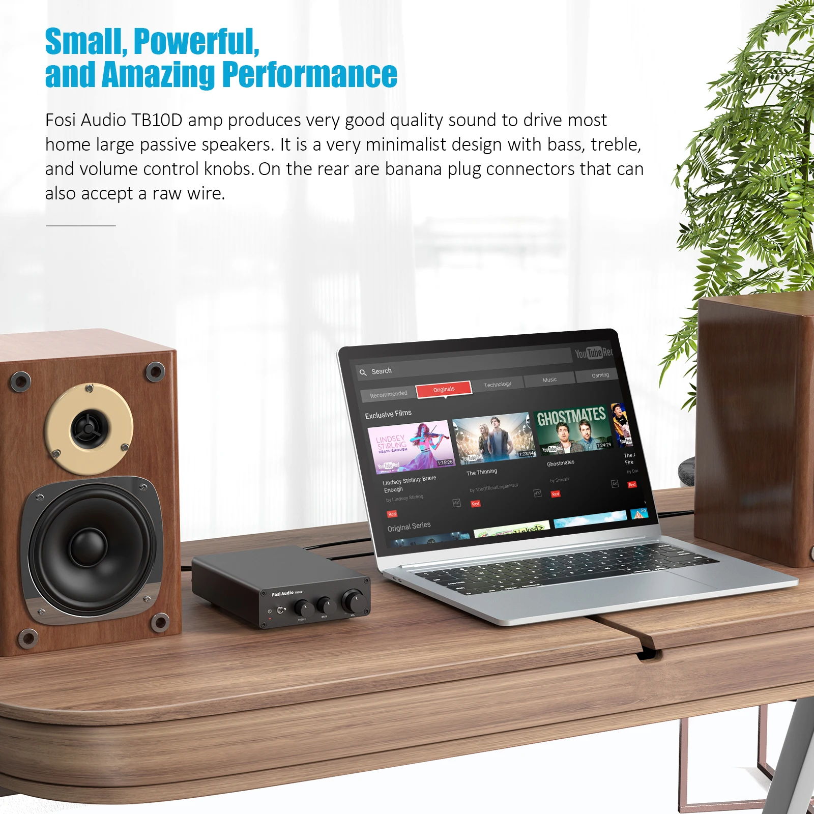 Fosi Audio Upgrade 600W Digtal HiFi amplificador de potencia de sonido TPA3255 Clase D amplificador estéreo con agudos y graves para altavoz de cine en casa