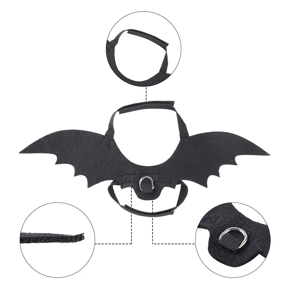 Disfraz de alas de murciélago para mascotas, vestido de fiesta de Halloween para perros y gatos, ropa divertida y fresca para cachorros y gatitos, accesorio de Cosplay con agujero de fijación de cuerda de tracción