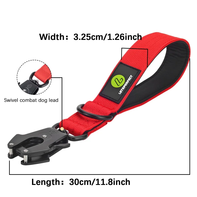 Liberación rápida tráfico militar grande Nylon resistente caminar mango de perro fuerte entrenamiento táctico correa de plomo Tsug cuello Se