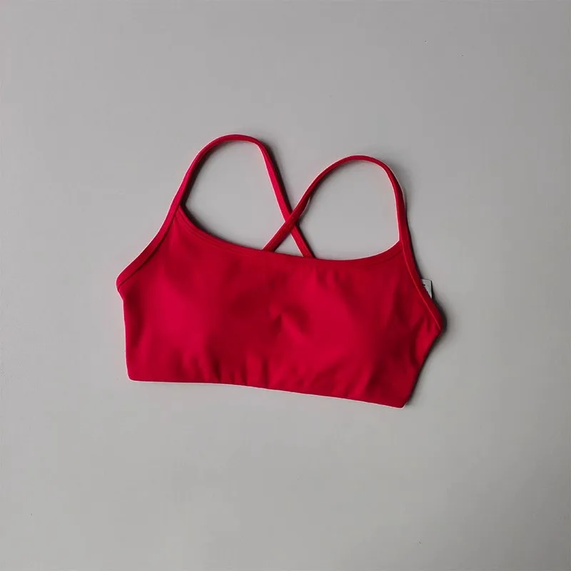 Sujetador deportivo de Color sólido para mujer, Top deportivo de gimnasio con espalda cruzada suave y almohadilla para el pecho, chaleco de Yoga push-up, Sujetador deportivo, Top corto de Yoga y gimnasio