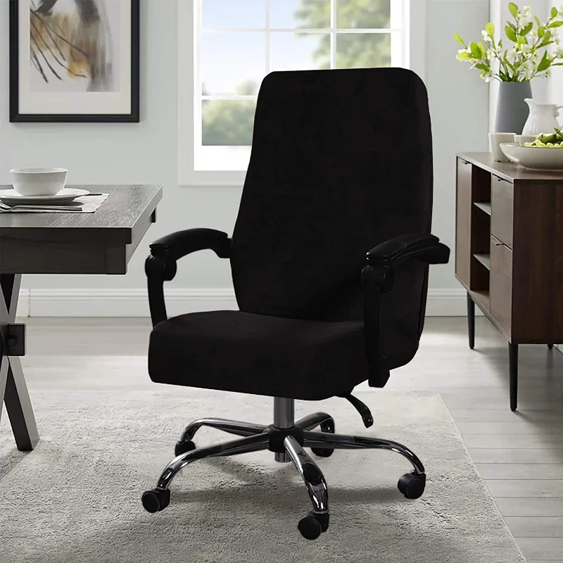 Fundas de terciopelo para silla de oficina en casa, fundas elásticas para silla de escritorio de ordenador, espalda media-alta, fundas universales para silla de jefe ejecutivo