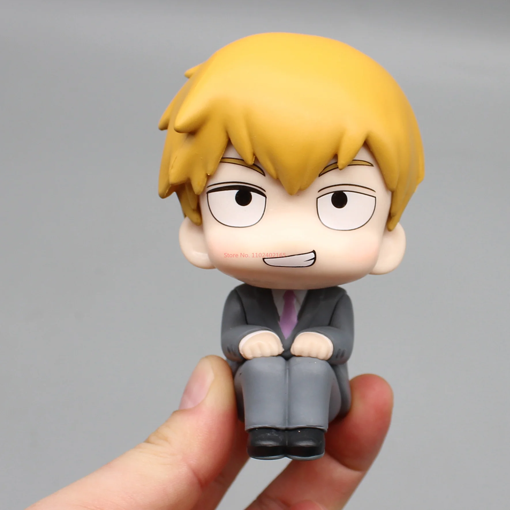 Mob Psycho 100 figuras de Anime Gk Reigen Arataka Q Edition Kawaii Sitting Palm Series modelo muñeca adornos de escritorio juguete coleccionable