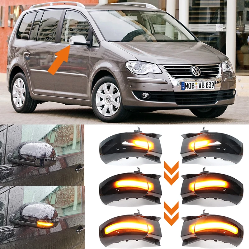 Para VW Volkswagen Touran 2003 2004 2005 2006 2007 2008 2009 2010 luz LED de intermitente dinámica espejo lateral intermitente secuencial.