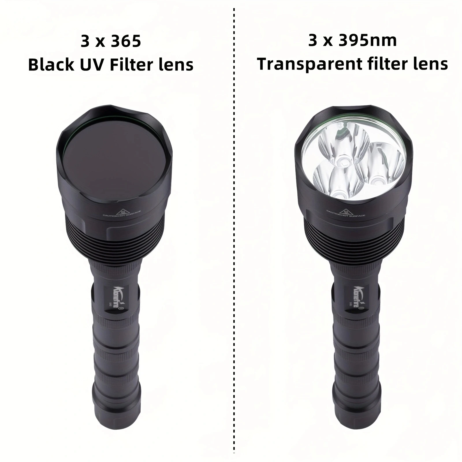 Linterna UV de 60W con 3x365nm LED, Luz Negra Potente de 395nm, Marcador Invisible Ultravioleta de Alta Potencia, Luz de Inspección para Gatos y Perros
