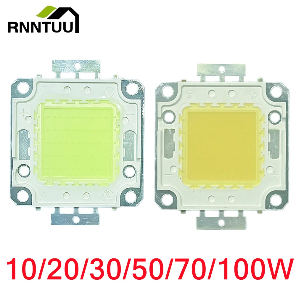 Módulo LED COB de 10/20/30/50/70/100W DC 12V 36V, Chip LED, Diodos, Lámpara, Bombilla para Exteriores, Foco, Jardín, Luces Integradas