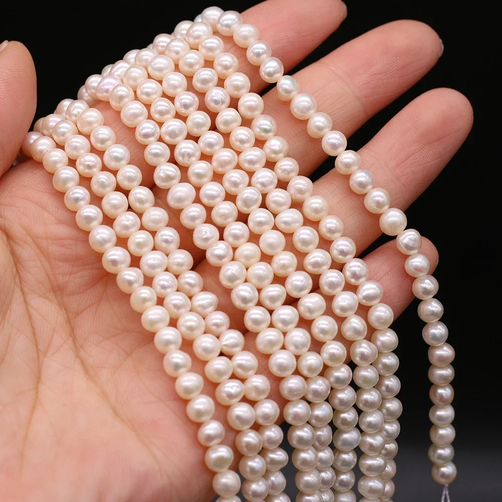 Perlas naturales de agua dulce AAA + de 4-5mm, cuentas espaciadoras de perlas redondas blancas para fabricación de joyería, accesorios para pulseras y collares DIY, regalo