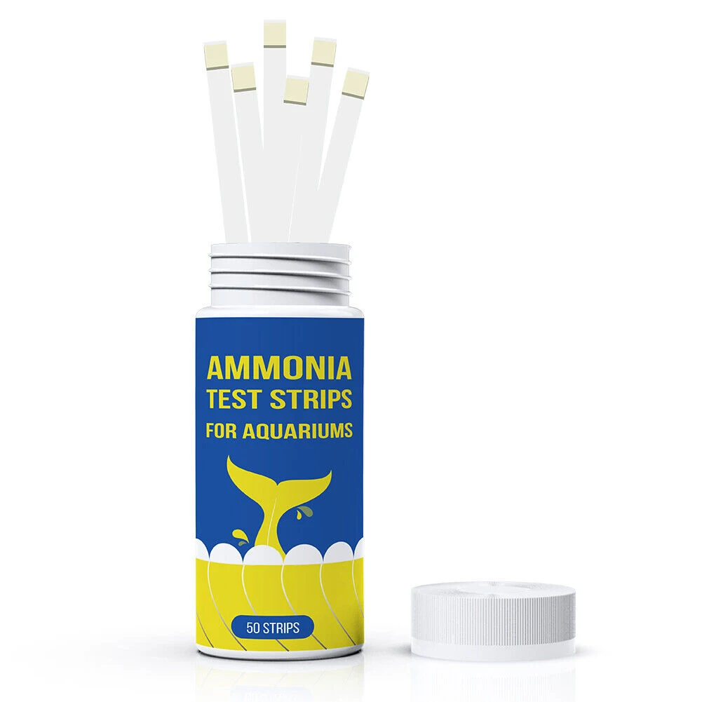 Kit de tiras reactivas de calidad del agua rápida, nitrógeno y amoniaco, 50 unidades, para acuario de agua dulce y salada, profesional