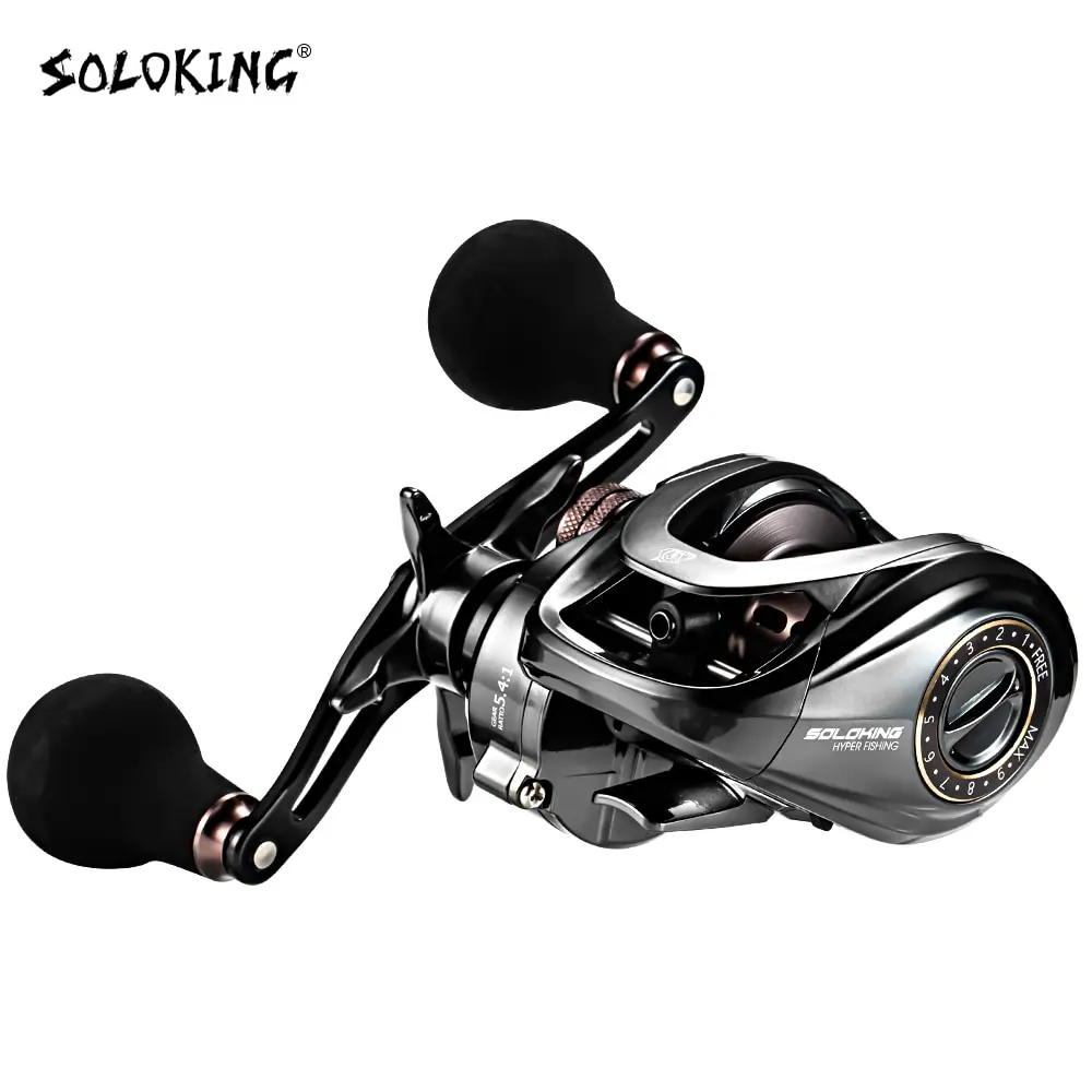 Carrete de pesca SOLOKING HIAW200 Betriel, arrastre máximo de 9,5 KG, 12 rodamientos, relación de engranaje 5,4/7,2, carretes de pesca Baitcaster