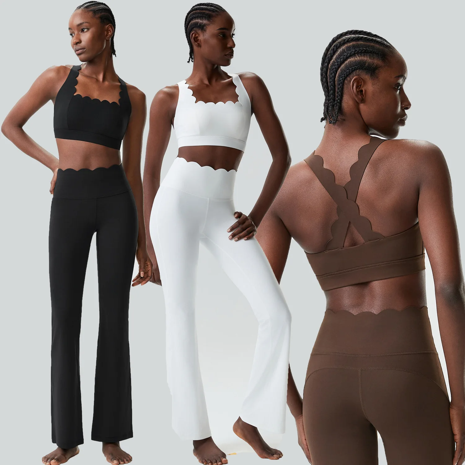 Conjunto de Yoga de Dos Piezas para Mujer, Color Sólido, Elástico, Suave, Traje de Gimnasio Transpirable de Secado Rápido, Ropa Deportiva Femenina