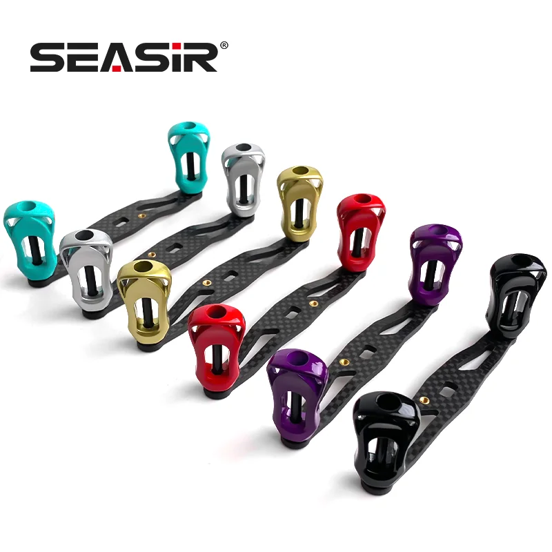 SEASIR Mango de carrete de pesca de fibra de carbono, agarre de carbono ultraligero, reajuste de 6 colores para carrete de Baitcasting, accesorios de pesca DIY