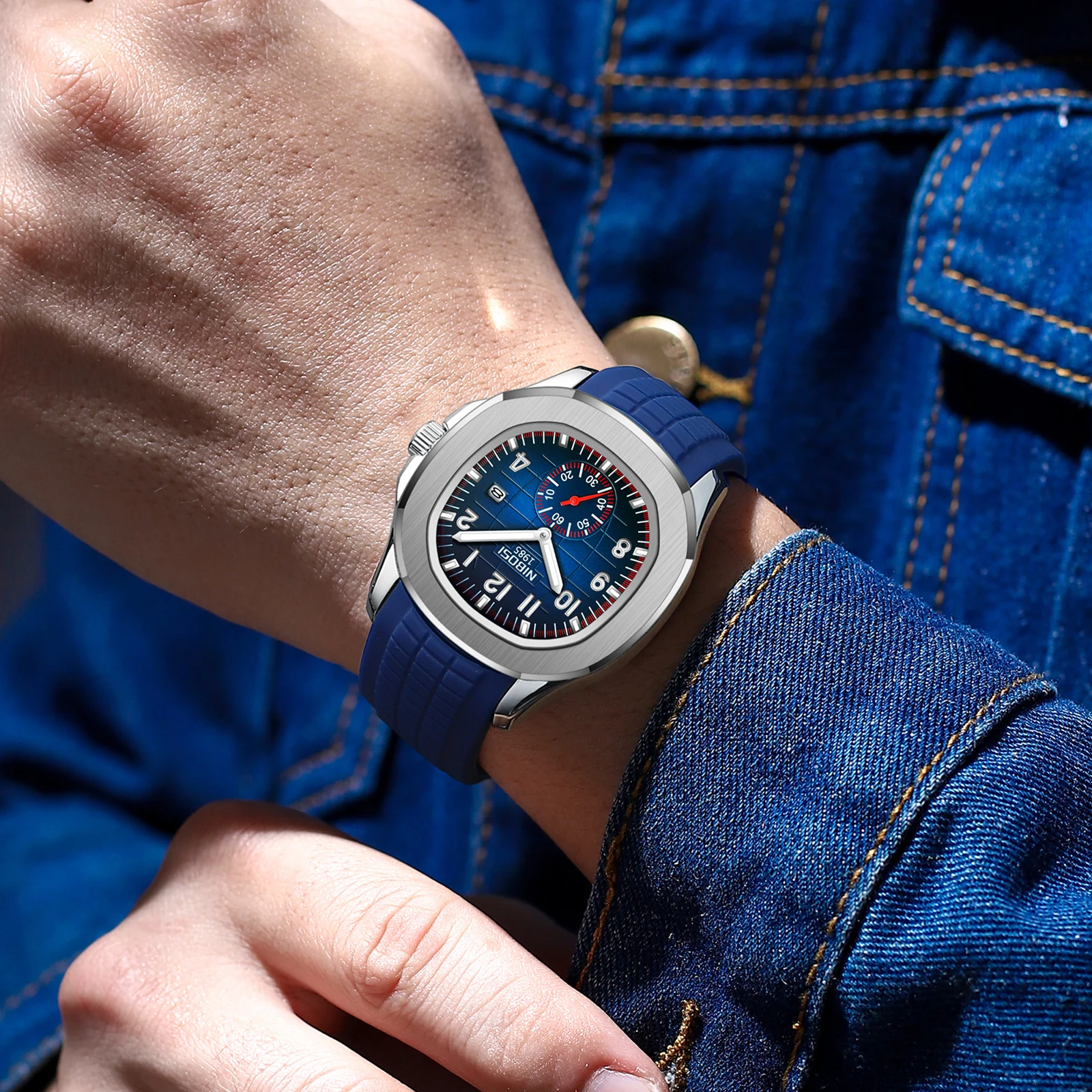 Relojes deportivos NIBOSI para Hombre, relojes de marca superior de lujo con fecha automática, relojes de cuarzo AQUANAUT luminosos resistentes al agua para Hombre, Reloj para Hombre
