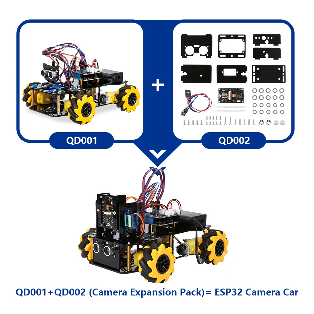 Kit de Coche Robótico Inteligente ACEBOTT ESP32 IoT WiFi con Ruedas Programables, Evitación de Obstáculos, Seguimiento y Codificación Scratch para Arduino