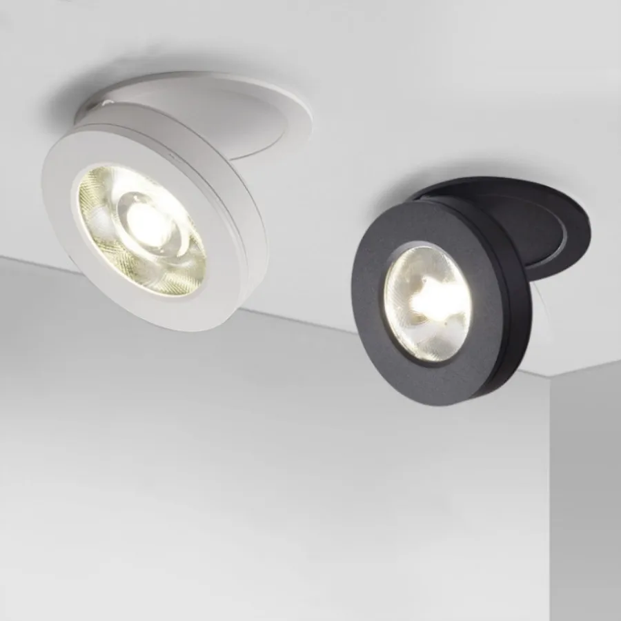 Foco empotrable LED plegable 90 °   Gira hacia arriba y hacia abajo aproximadamente 350 grados. °   Lámpara de Fondo COB de 5W 10W 18W 85-265V Iluminación Interior