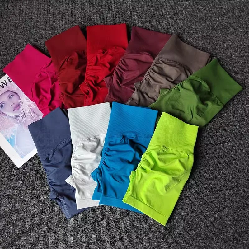 Pantalones cortos de Yoga de cintura alta para mujer, pantalones cortos transpirables para Fitness, levantamiento de glúteos, deportes, correr, ciclismo, entrenamiento de realce, pantalones cortos de gimnasio