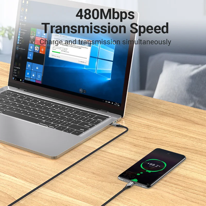 Cable USB C a Tipo C Vention, PD 100W 60W, Cable de Carga Rápida para iPhone 17 16 15, Samsung S24, Xiaomi 17, Macbook, iPad