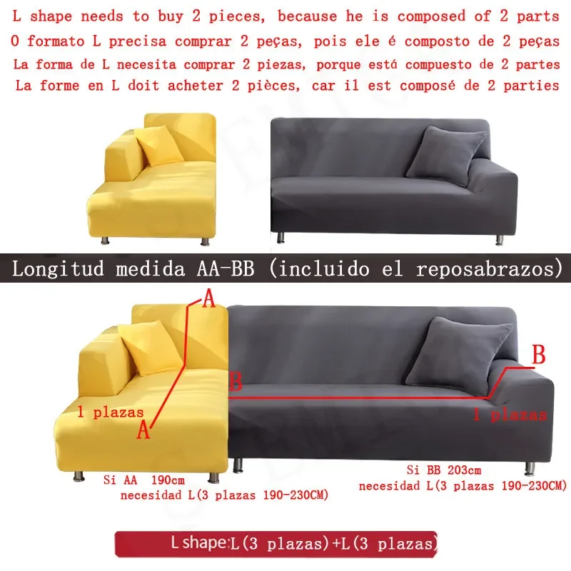 Funda de sofá elástica estampada para sala de estar, funda de sofá combinada en forma de L, decoración del hogar, 1/2/3/4 asientos extraíbles