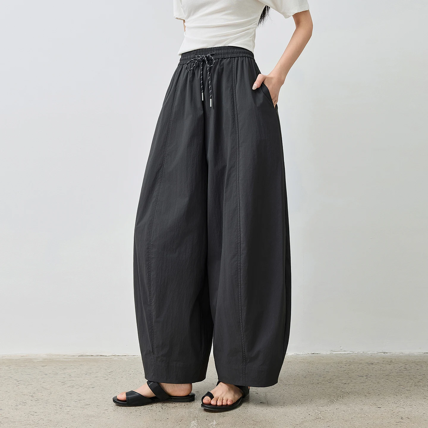 Pantalones Casuales Texturizados para Mujer TOYOUTH, Verano 2026, Nuevos, Protección Solar UPF50+, Cintura Elástica, Holgados, Cubren la Cadera, Estilo Banana, a la Moda