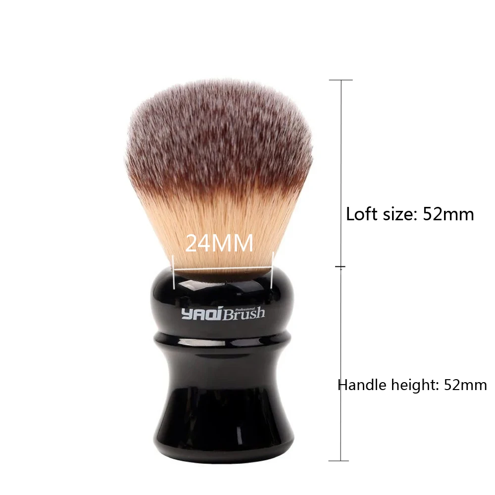 Brocha de Afeitar YAQI Ofel de 24 mm con Mango Negro y Pelo Sintético Amarillo para Hombre