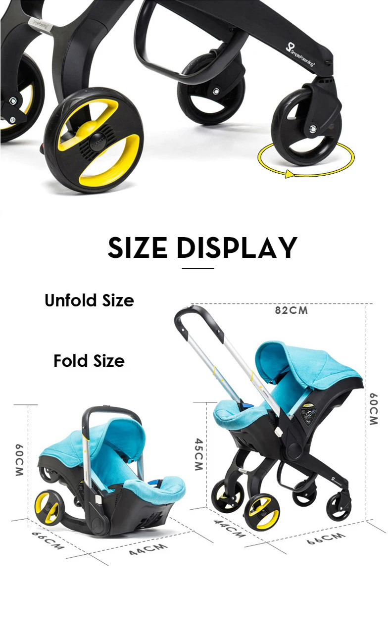 Sistema de Viaje para Bebés 3 en 1, Cochecito Plegable de Alta Gama con Asiento de Coche Desmontable para Bebés, Cochecito Ligero con Estructura de Aluminio y Amortiguación para Recién Nacidos de 0 a 4 Años