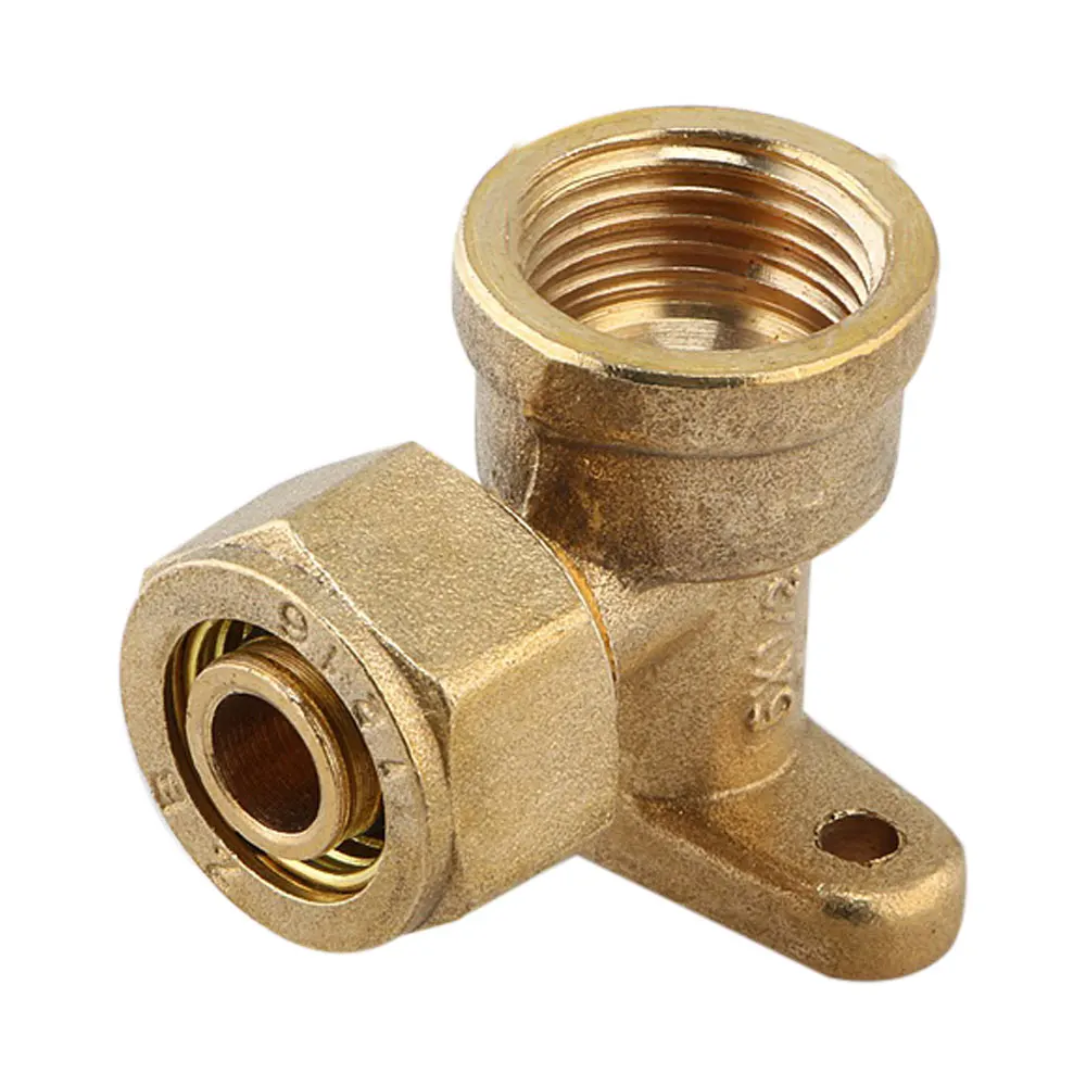 Conector acodado de cobre de rosca hembra de 1/2 "con Pedestal para manguera de 16mm y 20mm, juntas de latón para pared, accesorios de tubería fija, acoplamiento de tubería