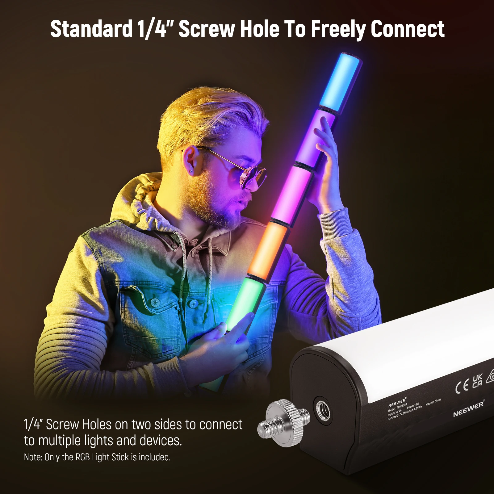 NEEWER Varita luminosa de mano magnética, 360 °   Mini barra de luz de vídeo LED RGB completa con batería recargable de 2500 mAh, 2500-8500 K