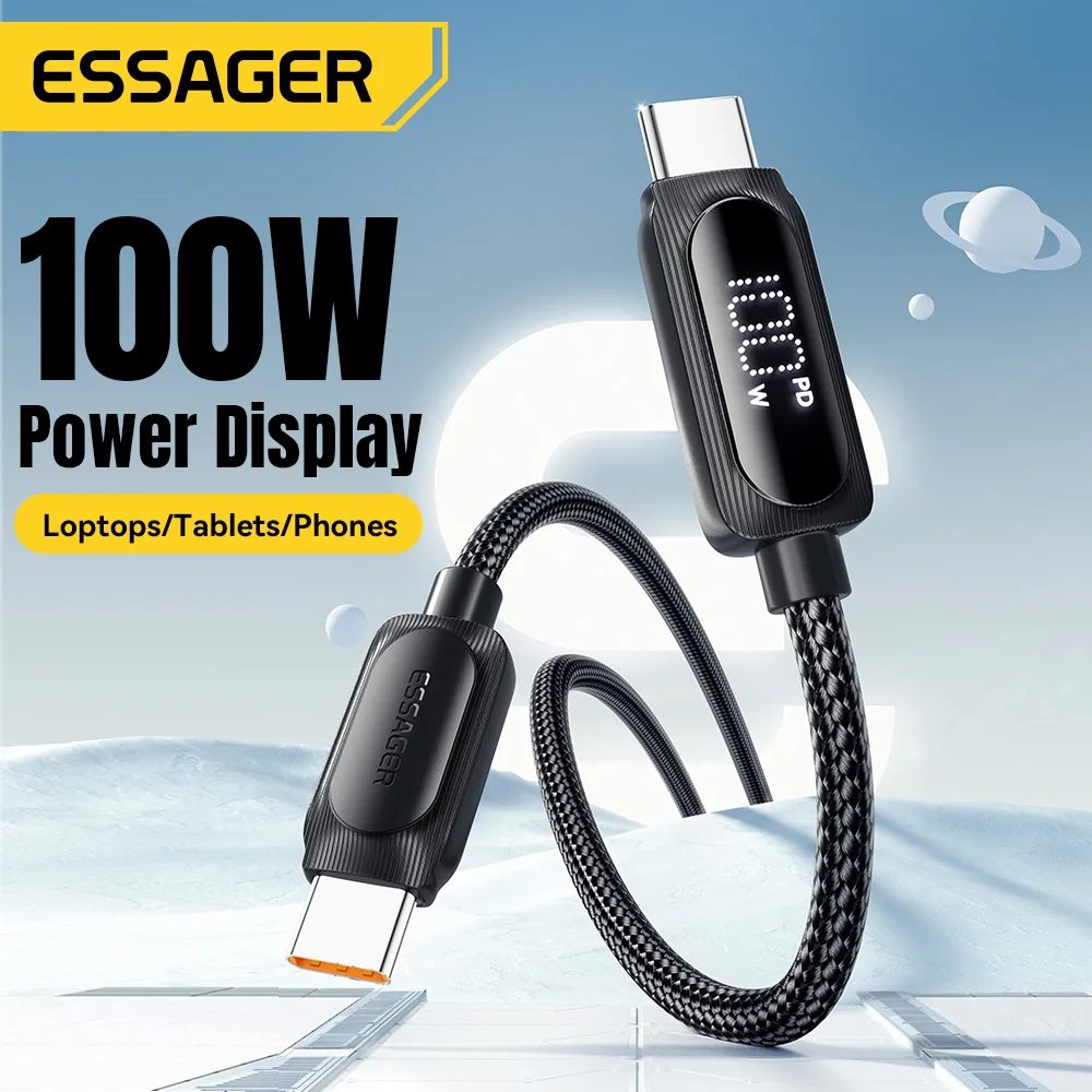 Essager 100W USB C a tipo C Cable para iphone 15 Huawei PD 5A Cable de carga rápida para Macbook iPad Pro Tablet Cable de ordenador portátil
