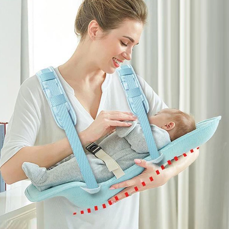 Almohada de lactancia para bebé, correa de soporte para abrazo frontal para recién nacido, cojín para dormir de lactancia con leche antiescupida