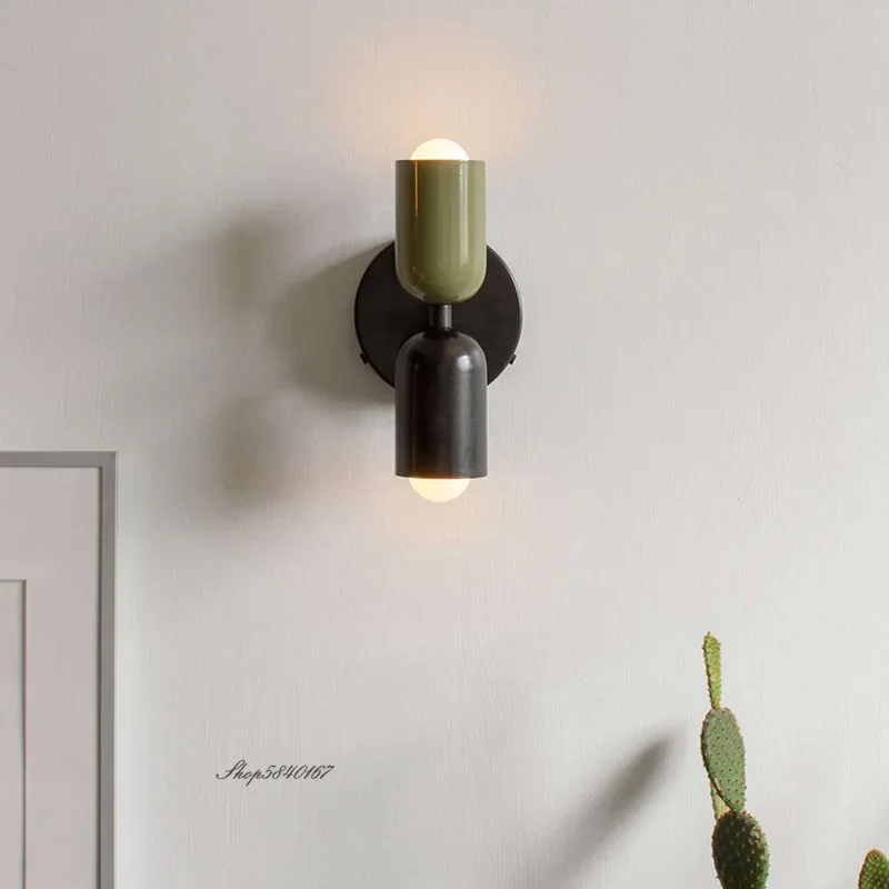 Lámpara de pared de estilo crema moderna, lámpara de noche para dormitorio de doble punta, luces artísticas de estudio para habitación de niños, aplique de pared creativo minimalista