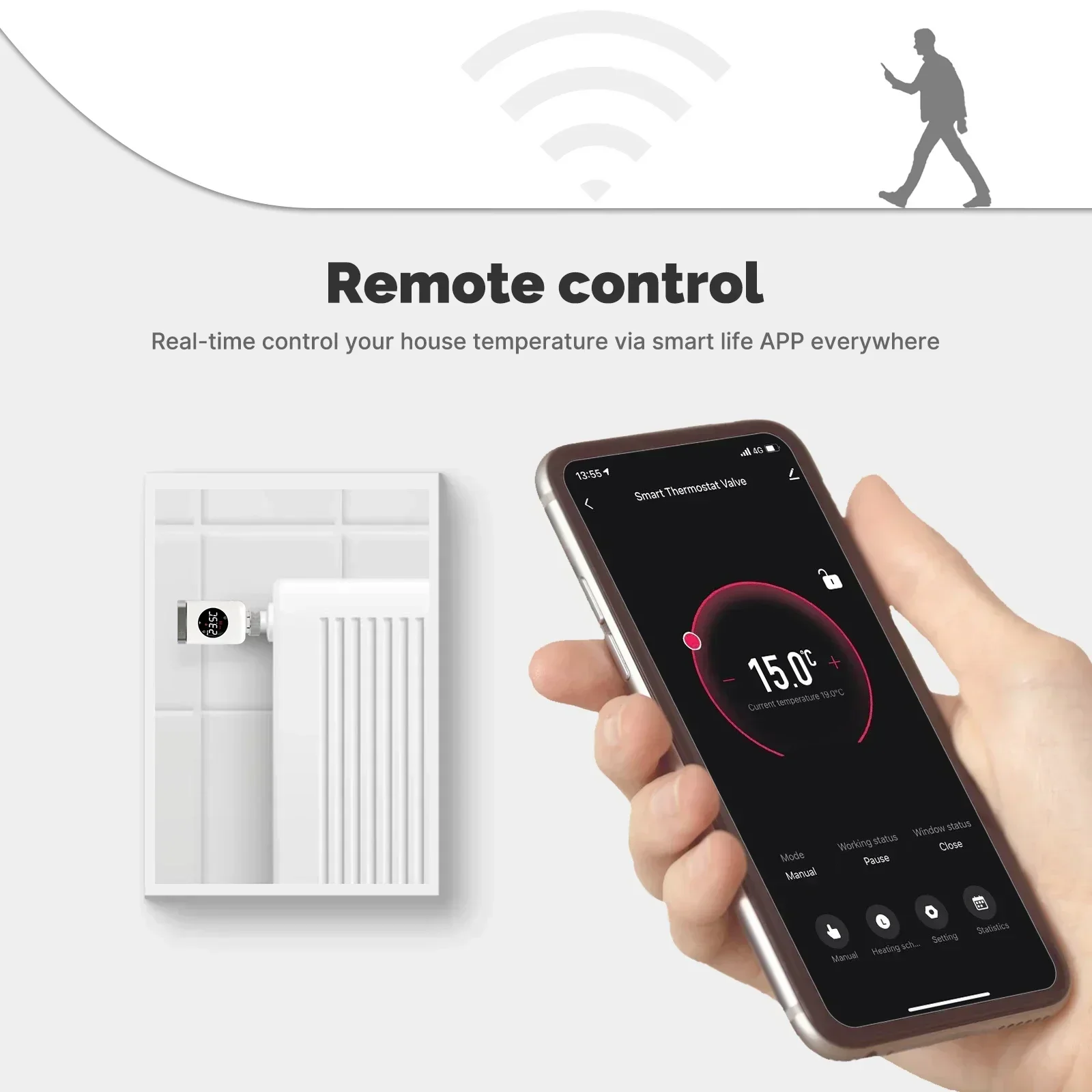 MOES-válvula termostática inteligente para radiador, Wifi/Zigbee, aplicación remota programable TRV, controlador de temperatura, compatible con Alexa y Google Home
