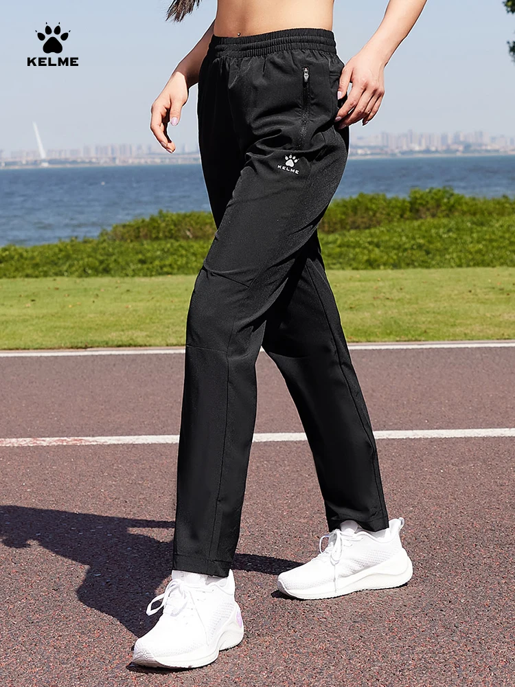 KELME-Pantalones deportivos finos para mujer, Pantalón recto, informal, negro, para correr y fitness, Verano