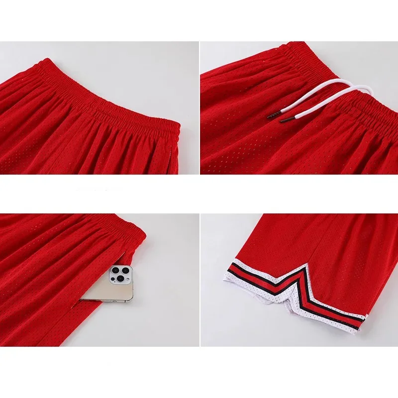 Pantalones de baloncesto para hombre y mujer, Shorts deportivos americanos, transpirables, informales, para correr, holgados, absorbentes de sudor, Verano