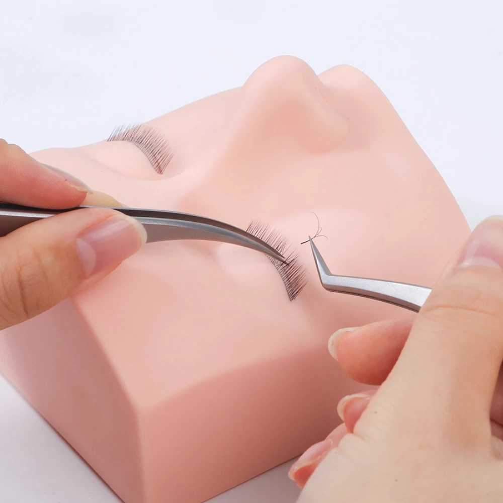Cabeza de maniquí de pestañas, cabeza de maniquí de maquillaje, extensiones de pestañas, modelo de cara de práctica, cabeza de maniquí de pestañas de silicona elástica suave