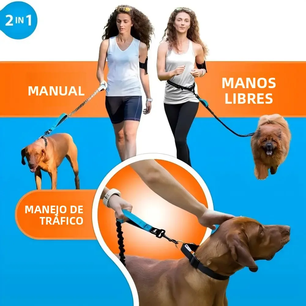 Correa retráctil para mascotas para correr, correa reflectante retráctil para perros con cuerda ajustable para la cintura para correr al aire libre