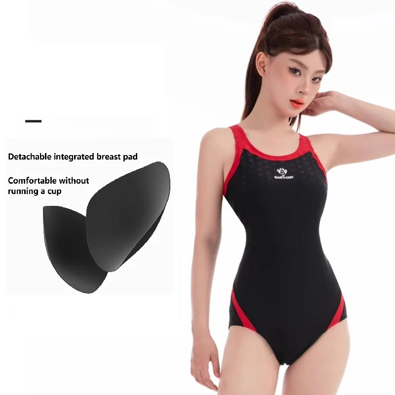 Traje de baño de entrenamiento para mujer, traje de baño competitivo de piel de tiburón de una pieza, traje de carreras profesional de secado rápido, traje de baño
