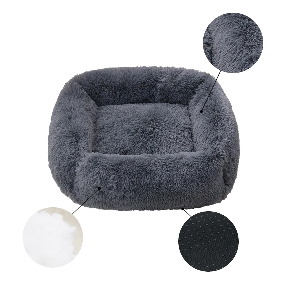 Cama de felpa para mascotas, sofá esponjoso, cestas, cojín grande, pequeño, perrera para cachorros y gatos